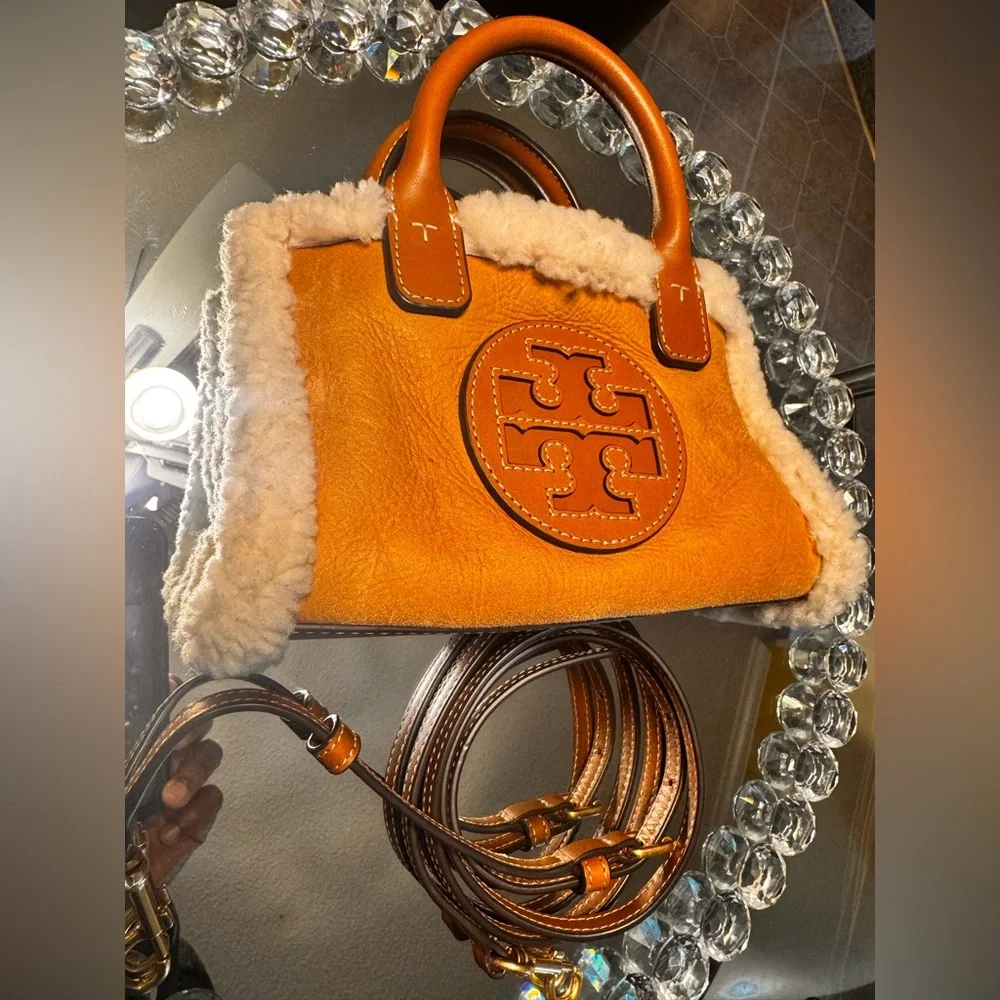 Tory Burch Ella Mini Leather & Shearling Tote. - Picture 11 of 14